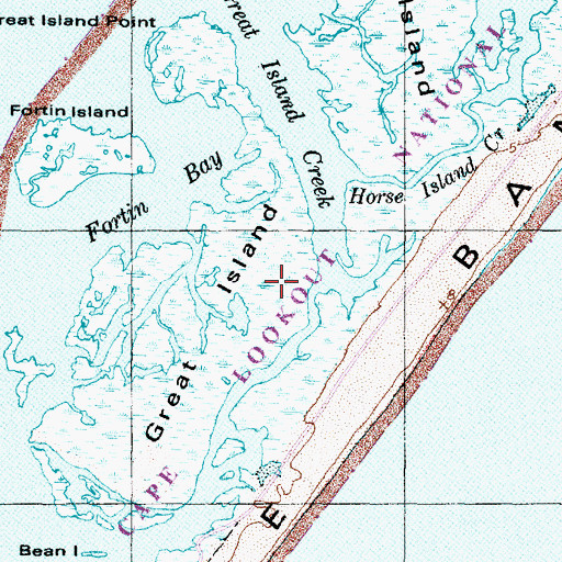 Topographic Map of Great Island, NC