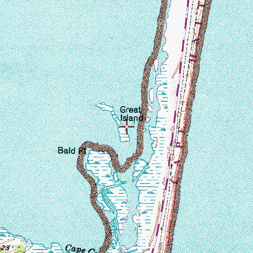 Topographic Map of Great Island, NC