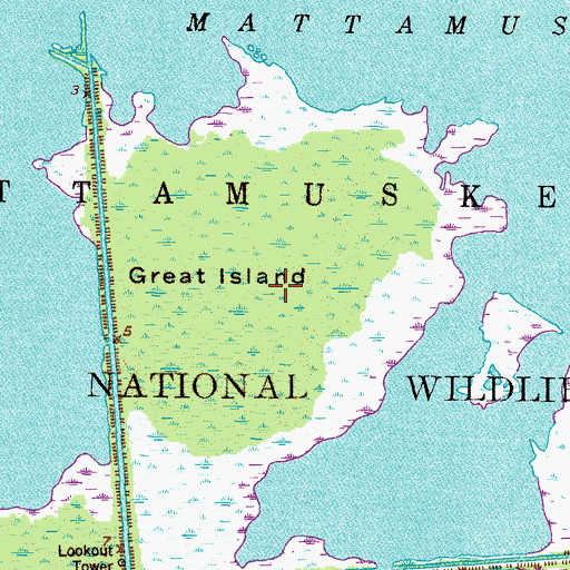 Topographic Map of Great Island, NC
