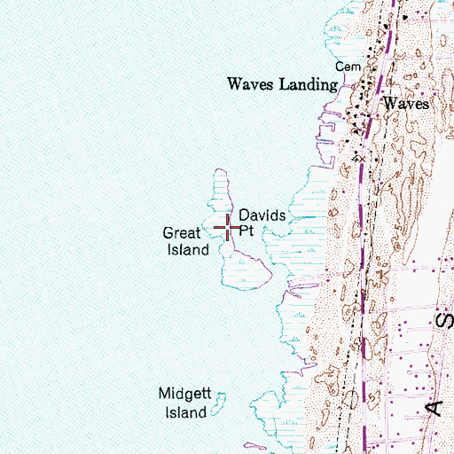 Topographic Map of Great Island, NC