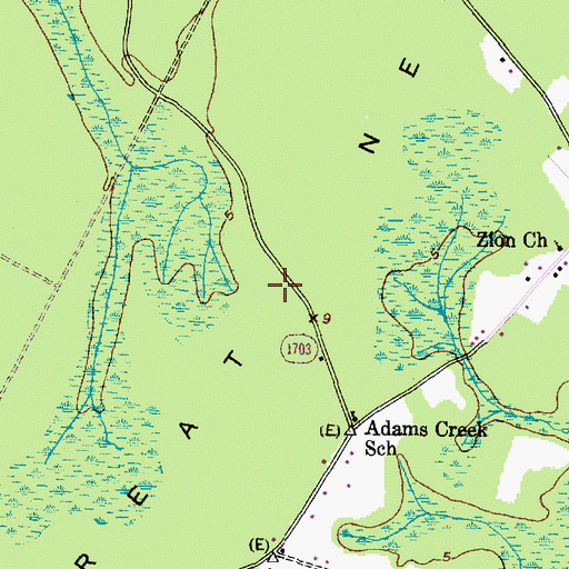 Topographic Map of Great Neck, NC