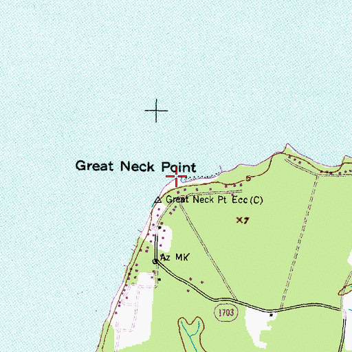 Topographic Map of Great Neck Point, NC