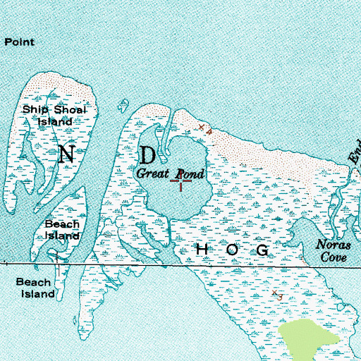 Topographic Map of Great Pond, NC