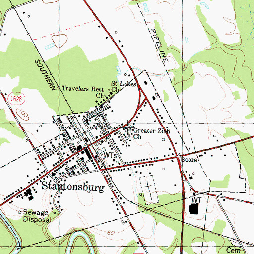 Topographic Map of Greater Zion Church, NC