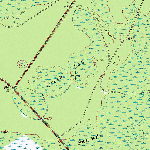 Topographic Map of Green Bay, NC