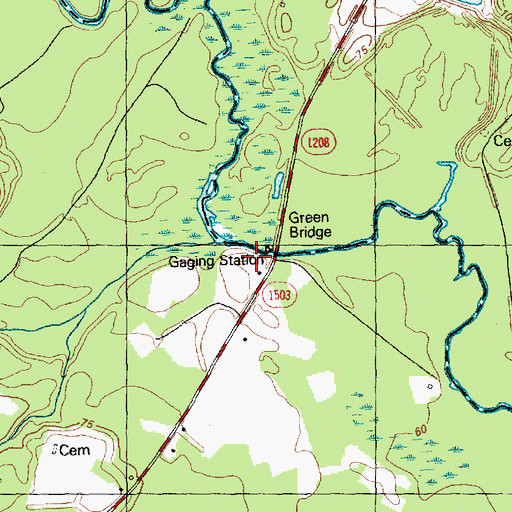 Topographic Map of Green Bridge, NC