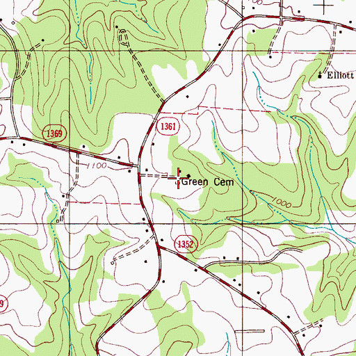 Topographic Map of Green Cemetery, NC