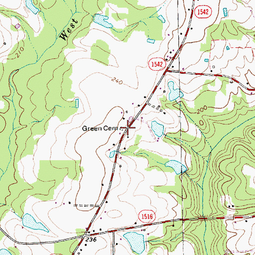 Topographic Map of Green Cemetery, NC