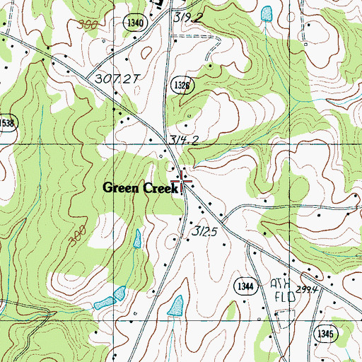 Topographic Map of Green Creek, NC