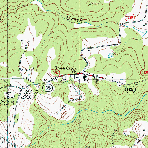 Topographic Map of Green Creek Church, NC