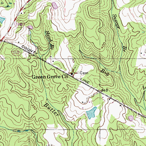 Topographic Map of Green Grove Church, NC