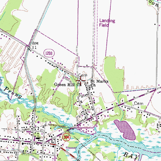 Topographic Map of Green Hill Church, NC