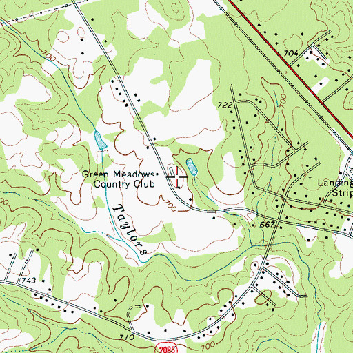 Topographic Map of Green Meadows Country Club, NC