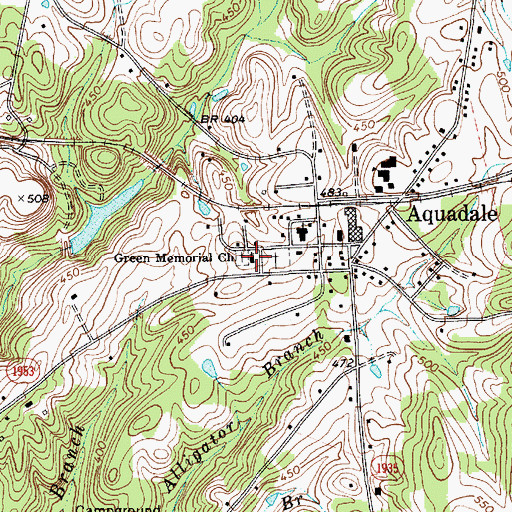 Topographic Map of Green Memorial Church, NC