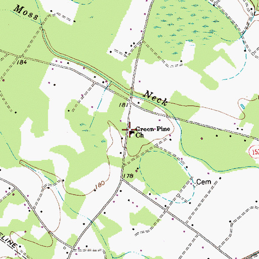 Topographic Map of Green Pine Church, NC
