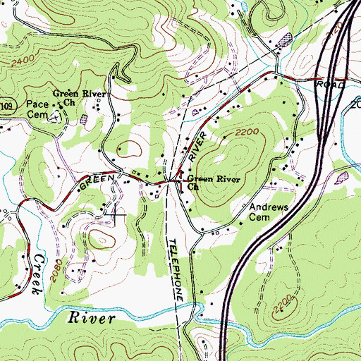 Topographic Map of Green River Church, NC