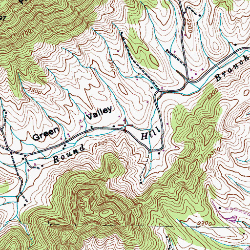 Topographic Map of Green Valley, NC