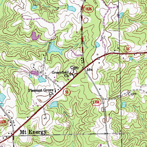 Topographic Map of Greenfield Church, NC