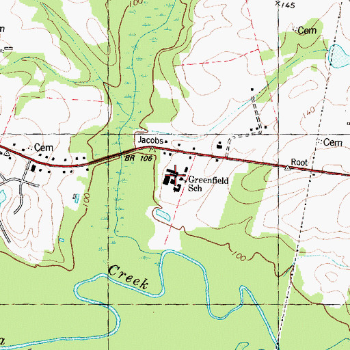 Topographic Map of Greenfield School, NC