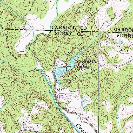 Topographic Map of Greenhill Lake, NC