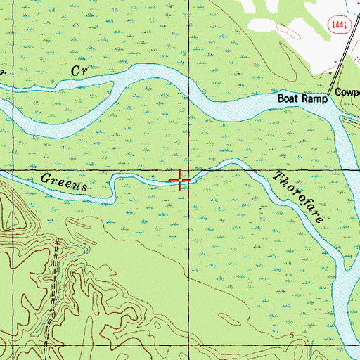 Topographic Map of Greens Thorofare, NC