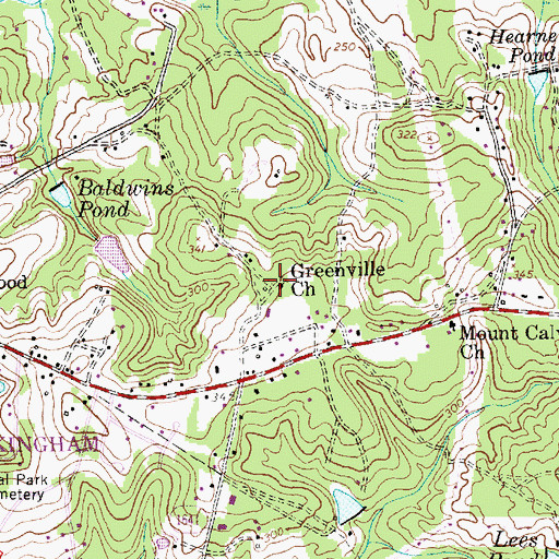 Topographic Map of Greenville Church, NC