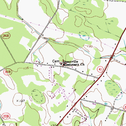 Topographic Map of Greenville Missionary Church, NC