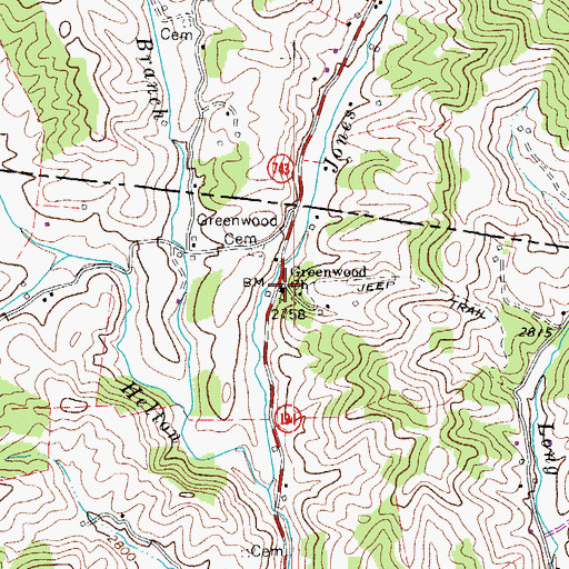 Topographic Map of Greenwood Church, NC