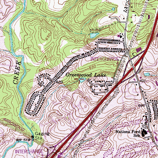 Topographic Map of Greenwood Lake, NC