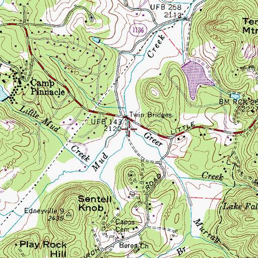 Topographic Map of Greer Creek, NC