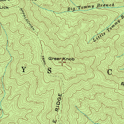 Topographic Map of Greer Knob, NC
