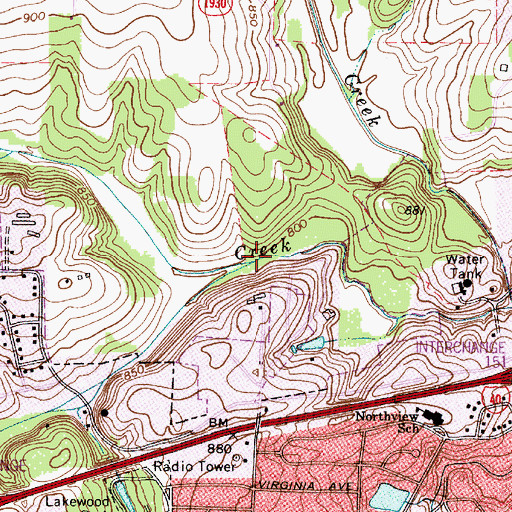 Topographic Map of Gregory Creek, NC