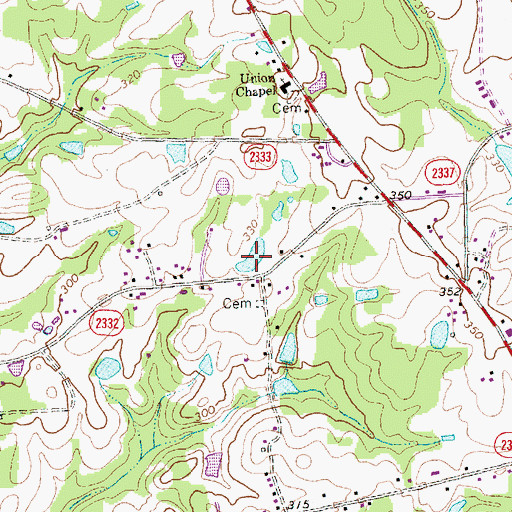 Topographic Map of Greshams Lake, NC