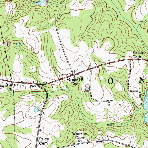 Topographic Map of Greswell Cemetery, NC