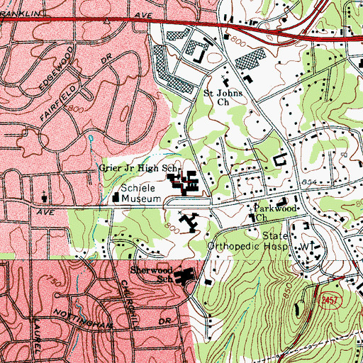 Topographic Map of Grier Junior High School, NC