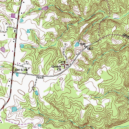 Topographic Map of Griers Church, NC