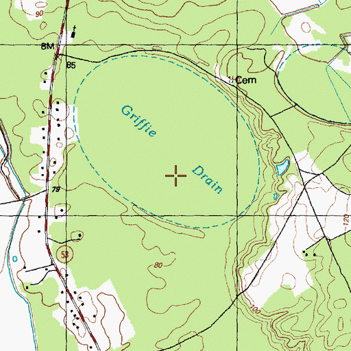 Topographic Map of Griffie Drain, NC