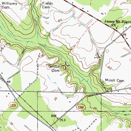 Topographic Map of Griffin Cemetery, NC