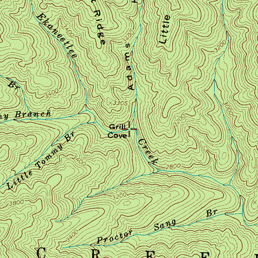 Topographic Map of Grill Cove, NC