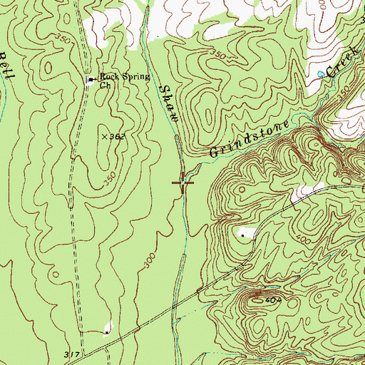 Topographic Map of Grindstone Creek, NC