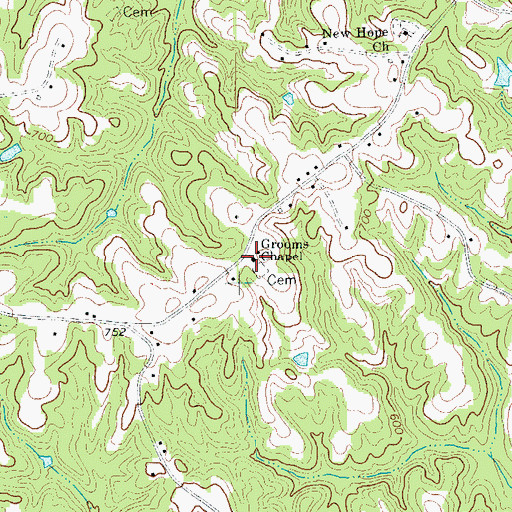 Topographic Map of Grooms Chapel, NC