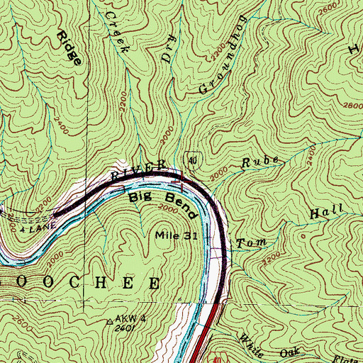 Topographic Map of Groundhog Creek, NC