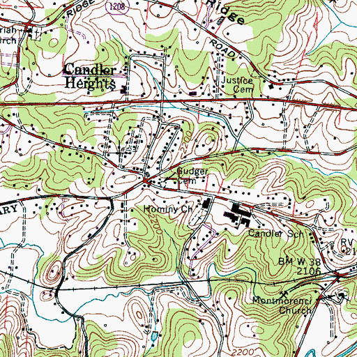 Topographic Map of Gudger Cemetery, NC