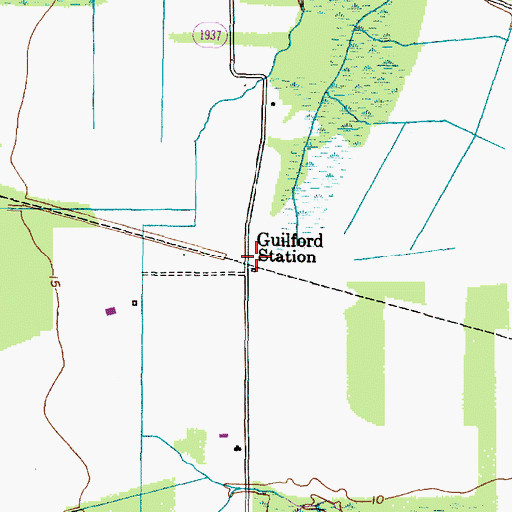 Topographic Map of Guilford Station, NC