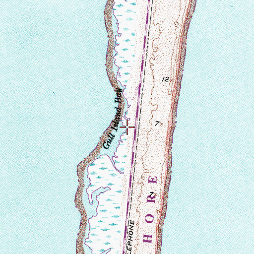 Topographic Map of Gull Island Bay, NC