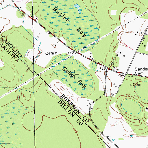 Topographic Map of Gully Bay, NC