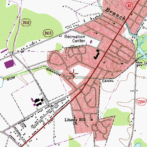 Topographic Map of Gum Branch Canal, NC