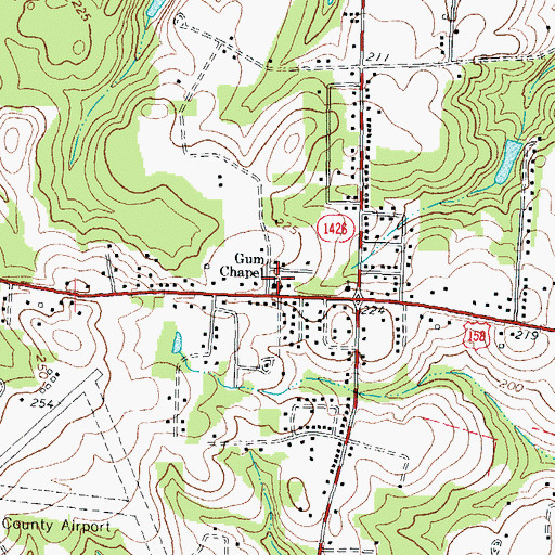 Topographic Map of Gum Chapel, NC