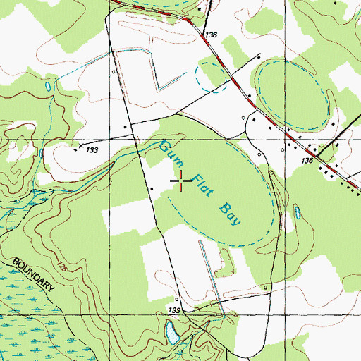 Topographic Map of Gum Flat Bay, NC