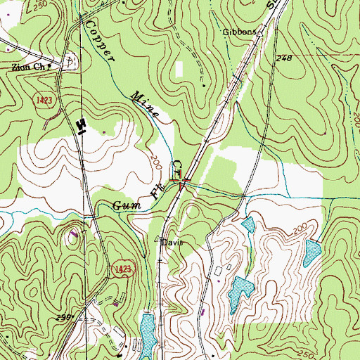 Topographic Map of Gum Fork, NC